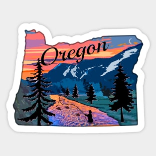 Oregon Fly Fishing State River Sunset by TeeCreations Sticker